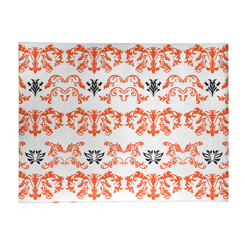 Tapis damassé blanc / orange, Rectangle 8 pi x 10 pi