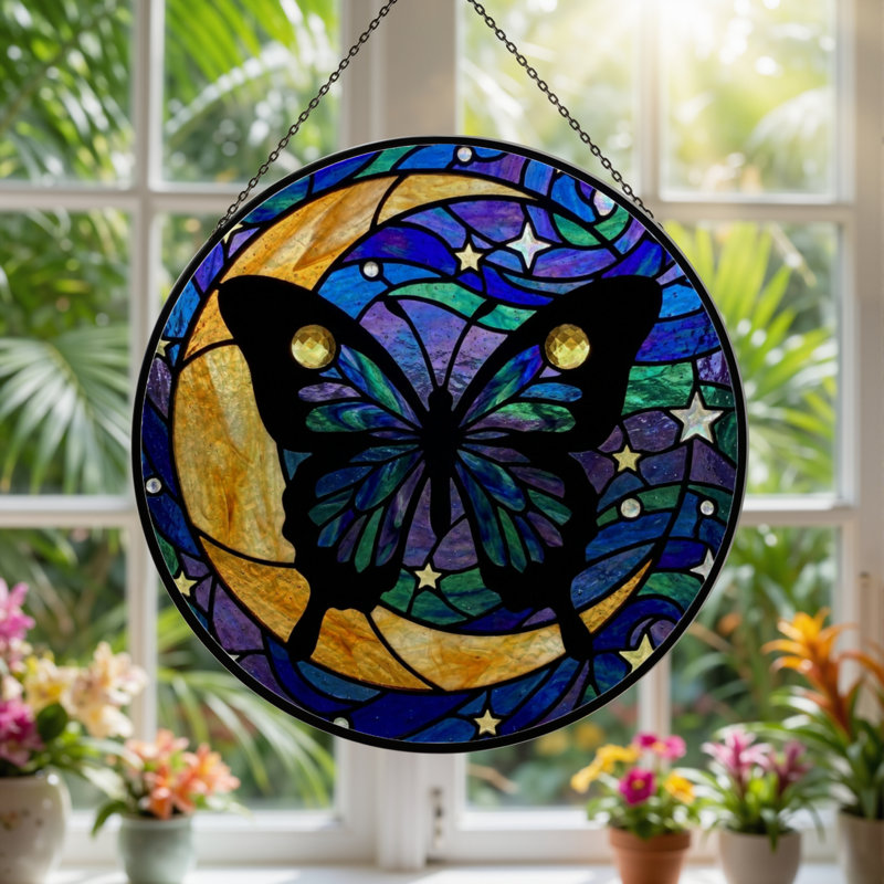 Panneau de vitrail papillon 12 "H 12"