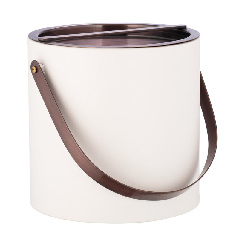 Seau à glace en similicuir Senetta, Blanc / bronze huilé