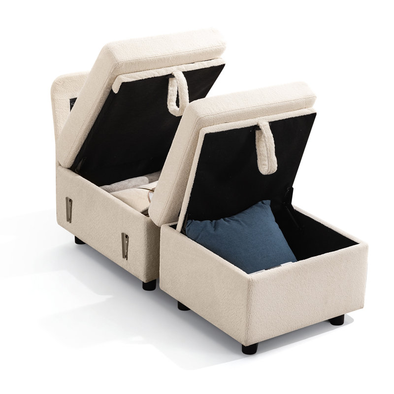 23.2" Single Seat & Ottoman Set with Storage (Package D), Beige