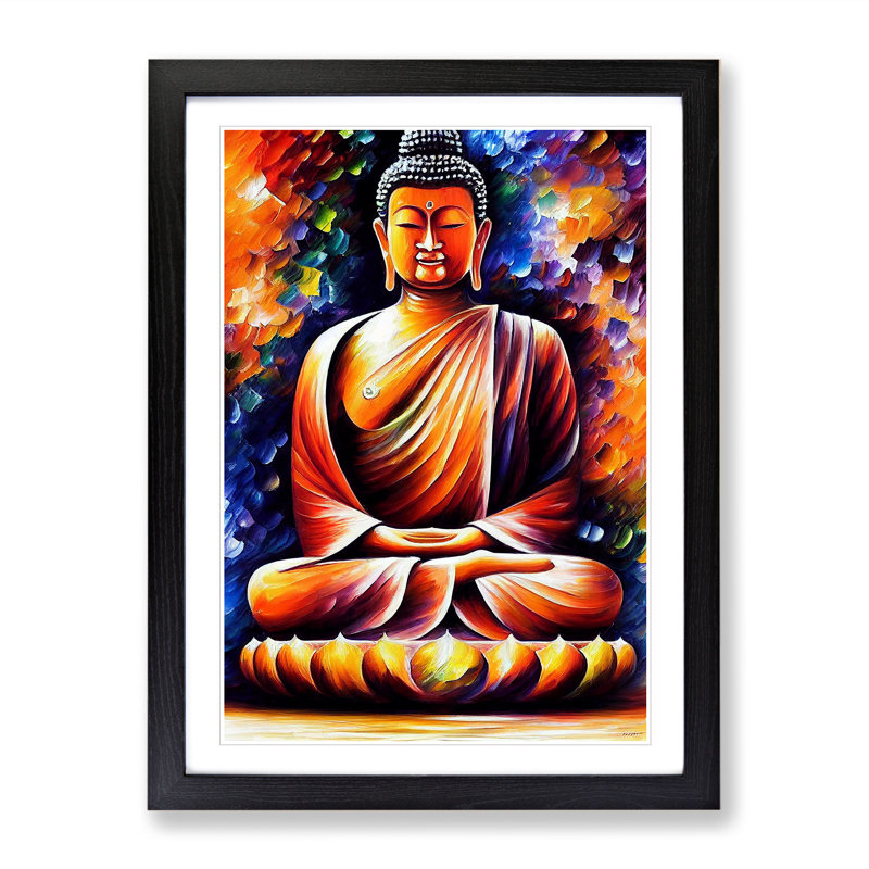 View of Buddha No.1 1 Piece Single Picture Frame Wall Art, 34cm H x 25cm W, Black