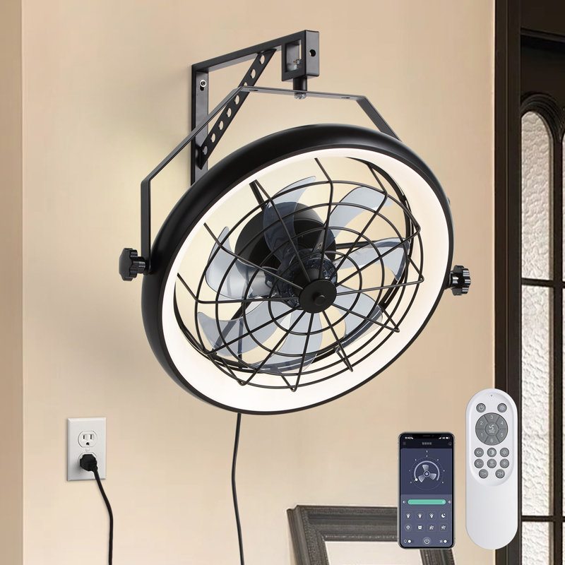 Ventilateur mural intelligent 23 po avec lumière DEL à intensité variable, application et télécommande, 3 températures de couleur, 6 vitesses, minuterie, pour la chambre à coucher et le salon