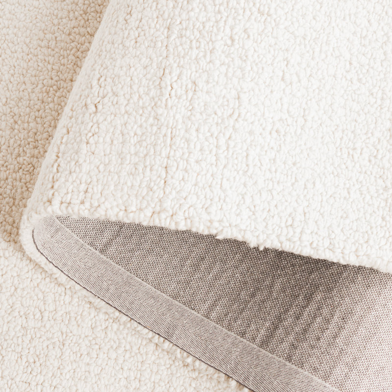Borinka Solid Color Hand Tufted Wool Area Rug in Ivory, Rectangle 5' x 8'