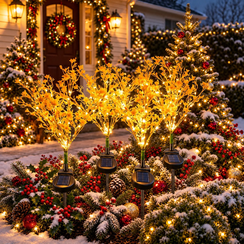 Lampes solaires DEL en forme de fleurs, étanches, pour allée de jardin ou pelouse, décorations de Noël