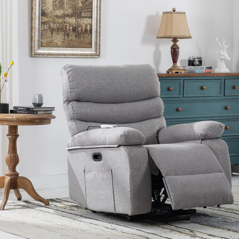 Heated Massage Chair, Grey Linen