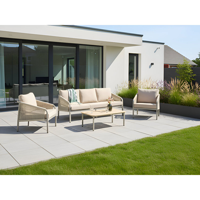 Garden Lounge Set with Table 5 Seater MURATO Metal Beige