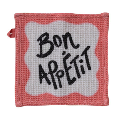 Ensemble de chiffons en coton tissé gaufré avec des dictons culinaires (chacun variera)