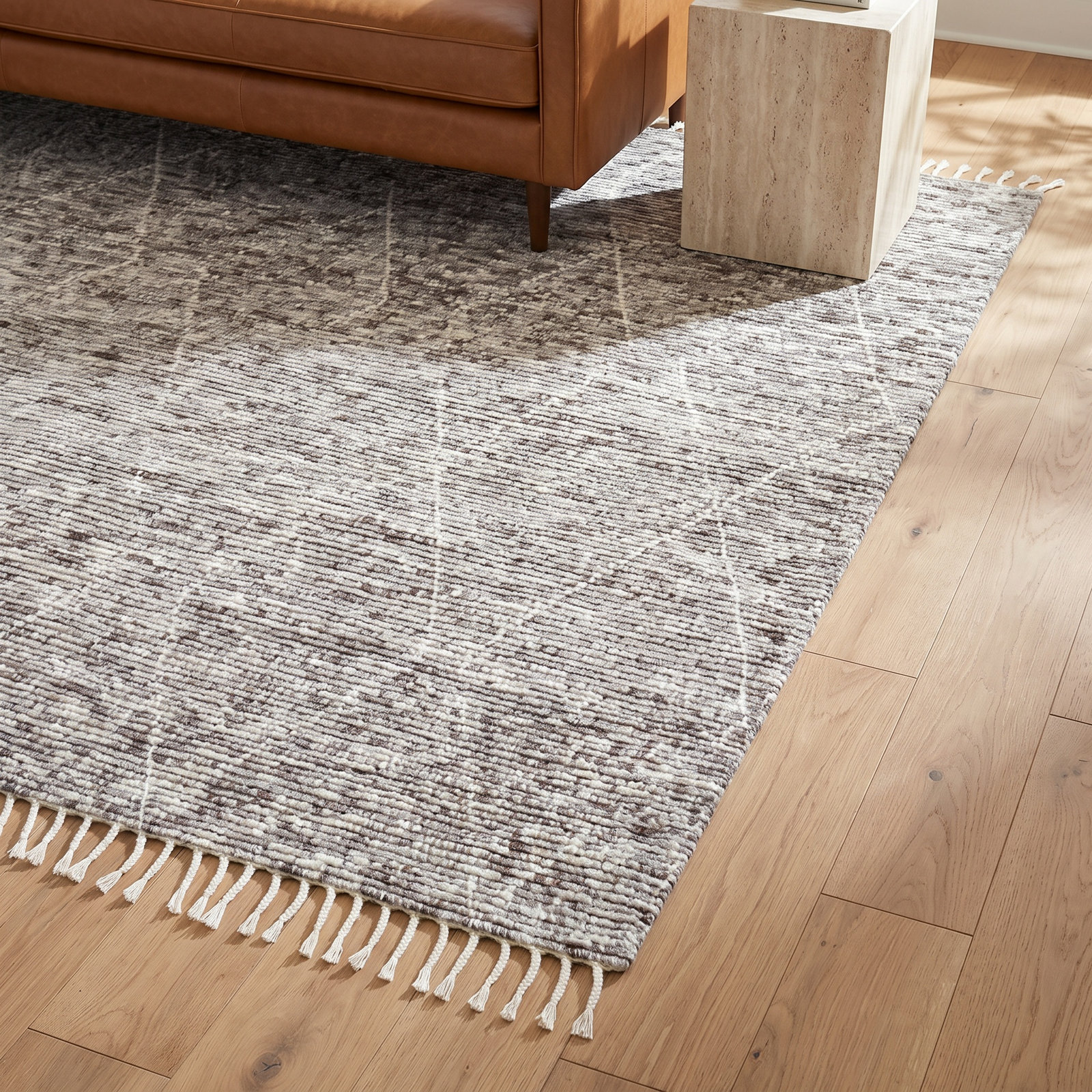 Talon Hand-Knotted Geometric Gray Rug, Rectangle 10' x 14'