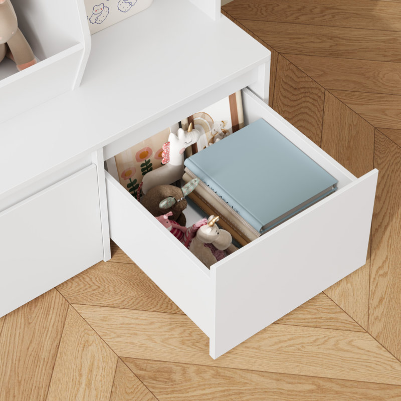 Storage Organizer with 3 Removable Drawers, White Cube Bookcase