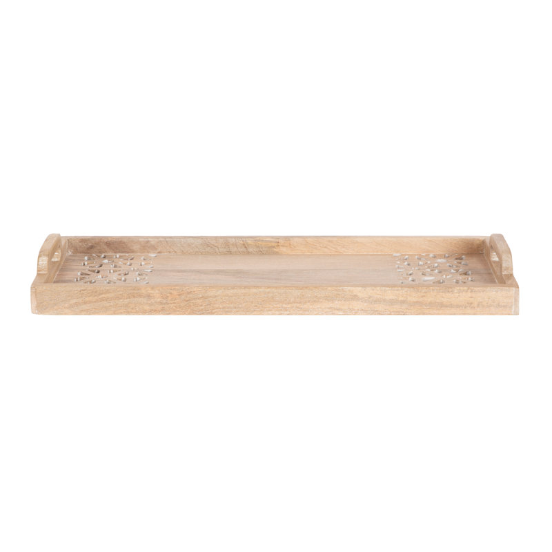 Plateau rectangulaire en bois de manguier avec poignées Rodcliff