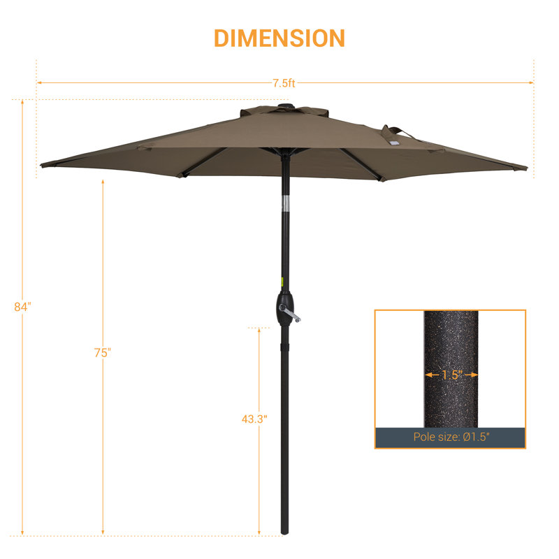 Parasol de marché hexagonal de 7,5 pi Ricki, Taupe