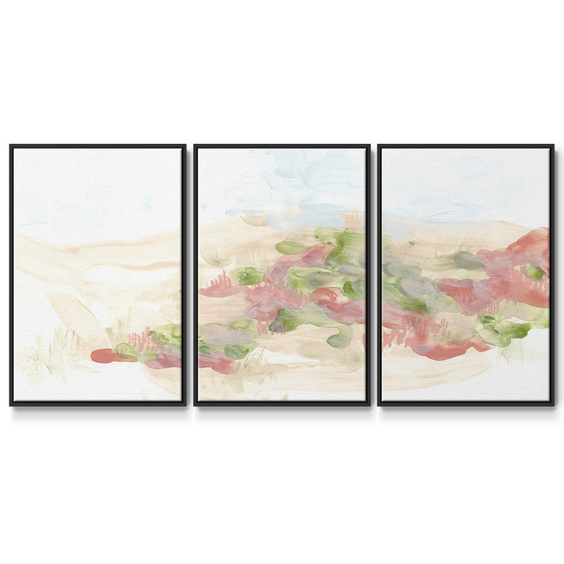 «Dappled Dune II», reproduction sur toile 3 pièces, H 24 po x l 48 po, Cadre noir