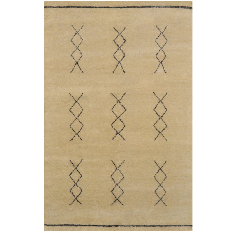 Tapis en laine beige noué la 5 pi 4 po x 8 pi 1 po one-of-kind main Kendig