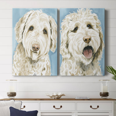 Toile tendue avec châssis Labradoodle I-Premium - prête à être accrochée