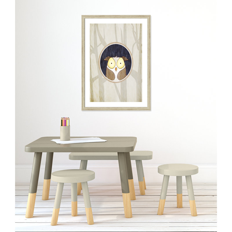 Forest Animals 2 Paper Print, 34.5" H x 24.5" W x 0.6" D, Beige Flat Framed