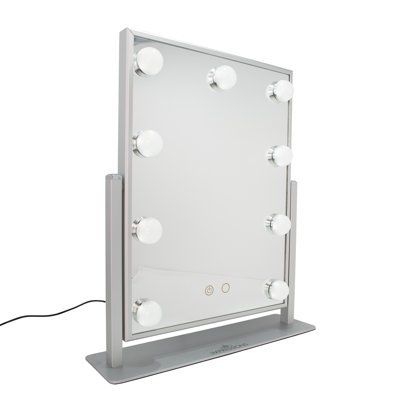 Hollywood Touch Duotone Makeup Mirror with 9 LED Bulbs, Lighted Vanity Mirror with USB Power Outlet