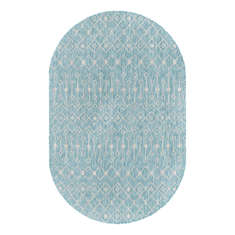 Kimber Geometric Indoor / Outdoor Rug, Oval 5'3" x 8'