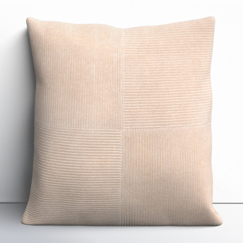 Selma Cotton Throw Pillow, Beige, 18" x 18"