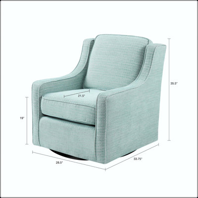 Fauteuil d'appoint pivotant avec revêtement en chenille turquoise poussiéreux et rotation à 360 degrés