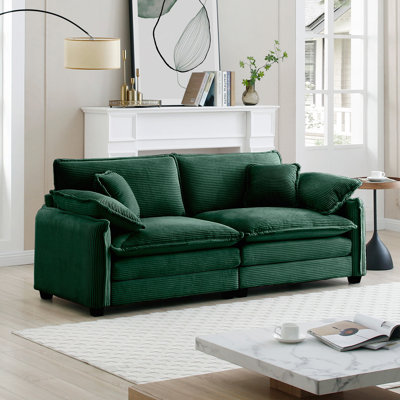Warm And Cozy Living Room Sofa With 4 Pillows Upholstered Large Deep Seat 2 Seater Sofa For Living Room