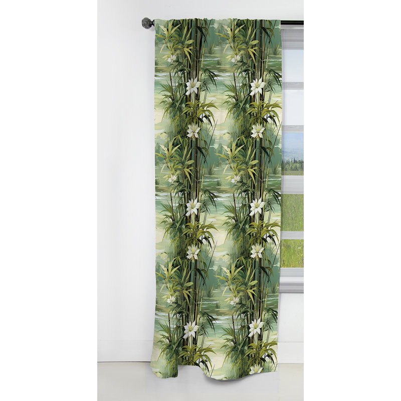 Bamboo Reflections Tropical Motif II - Rideau floral - Rideau occultant floral - 1 panneau, L 52 po x L 84 po