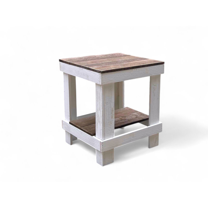 Juliana Solid Wood End Table, Dark Walnut/White, 23" H x 19" W x 19.5" D