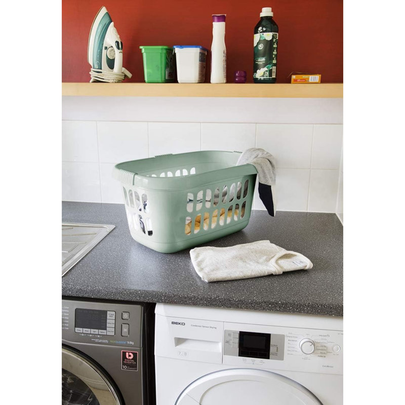Plastic Laundry Cart, Silver Sage