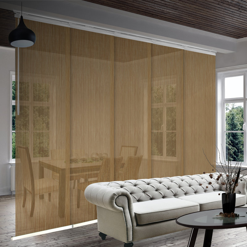 Dappled Gold Semi-Sheer Vertical Blind, 110" W x 94" L, White