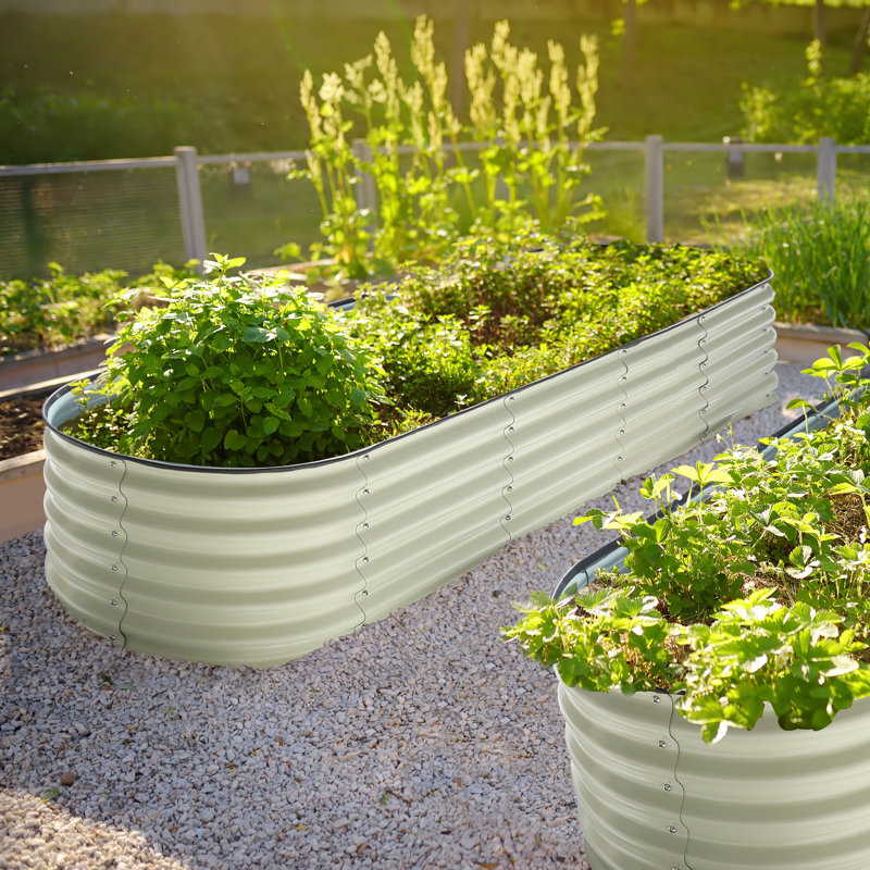 Cengizhan Metal Raised Garden Bed, Pearl White