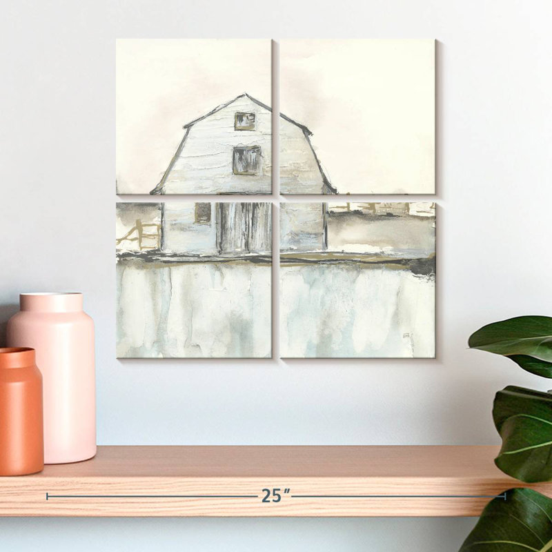 Lilie Rural White Barn III, 18" H x 18" W