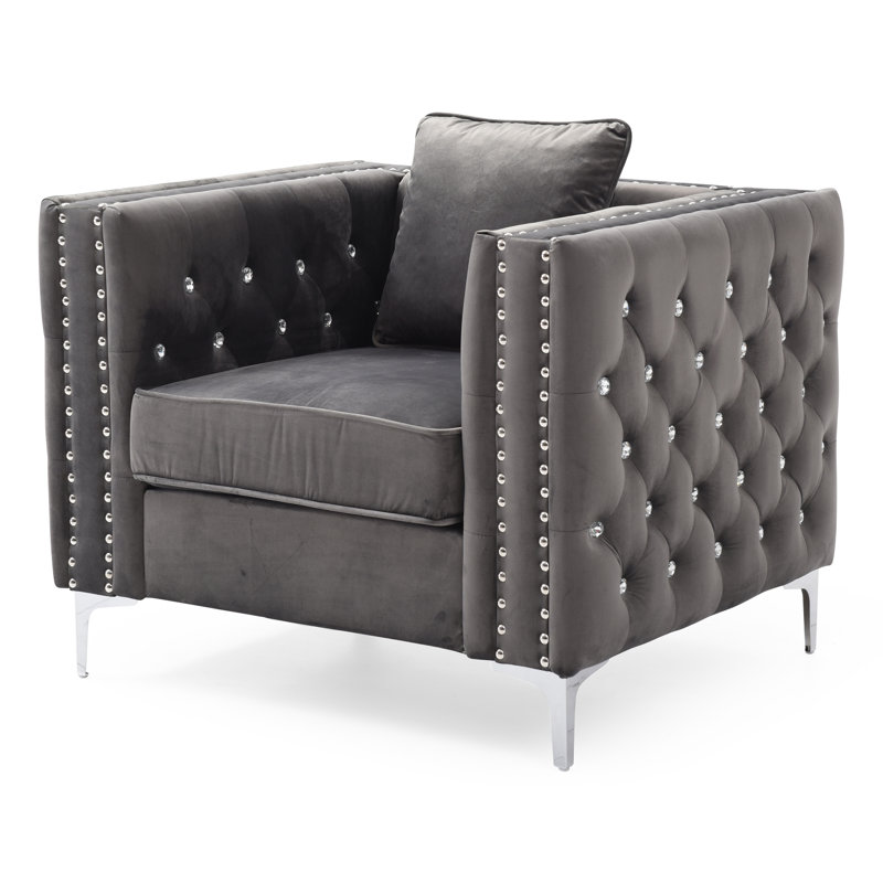 Chaise Paige Glory Furniture, Velours gris velours