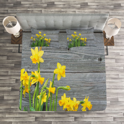 Aeren Yellow/Grey Microfibre Bedspread Set
