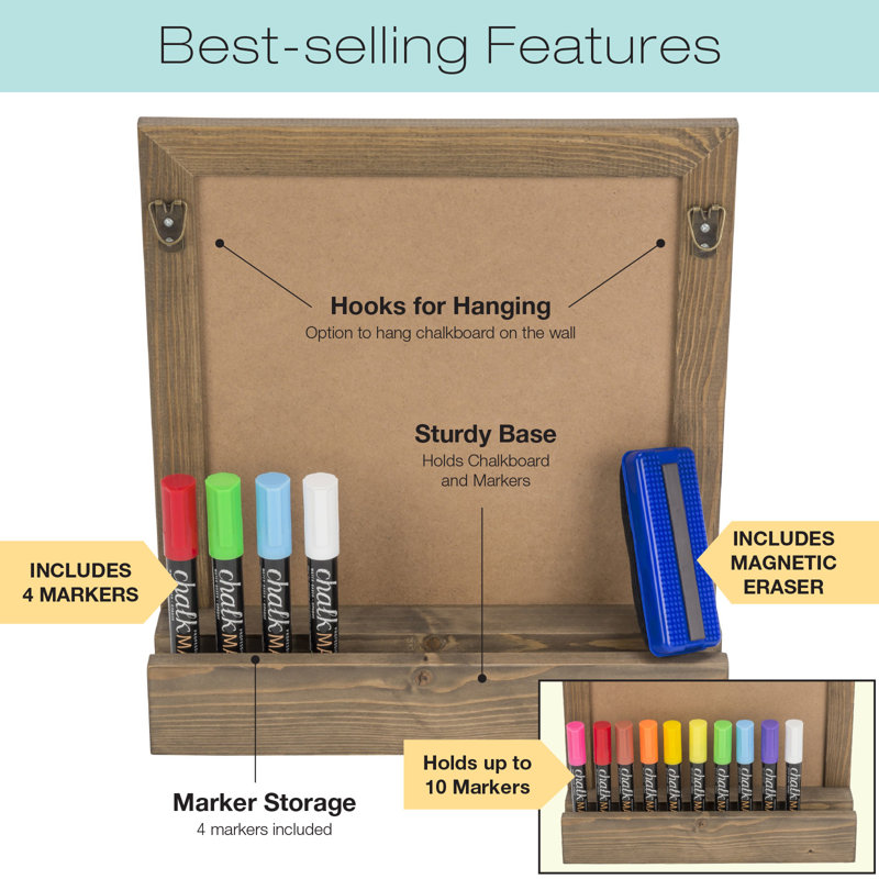 Free-Standing Magnetic Chalkboard, 13" x 10"