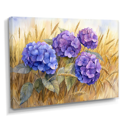 Hydrangeas In The Rye Field - Hydrangea Large Wall Art