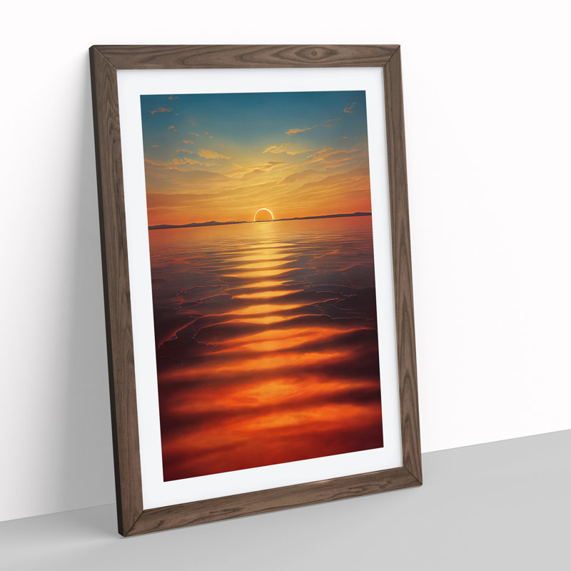 Unforgettable Ocean Sunset - Print, White, 66cm H x 48cm W, Walnut Picture Frame