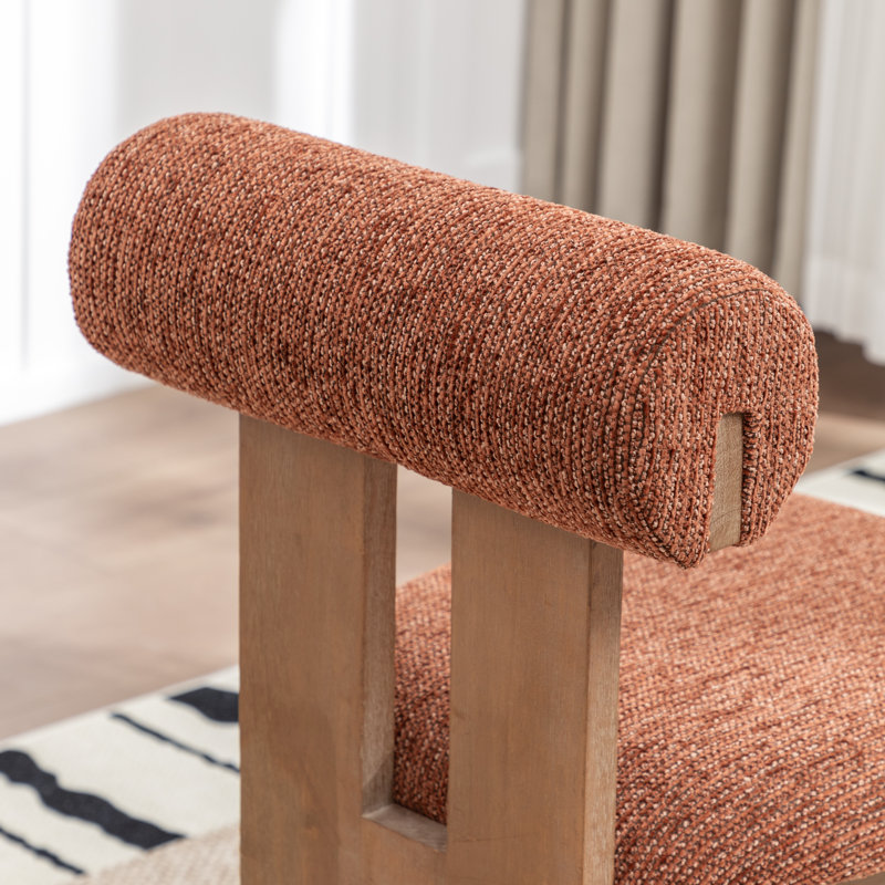 Chaise rembourrée en bois massif Morral, Orange brûlé