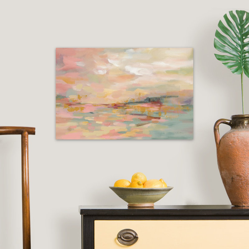 " Pink Waves ", Wrapped Canvas, 16" H x 24" W, No Frame