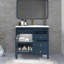 Meuble-lavabo Mid-Century avec capteur de mouvement et verre à motif, bleu-762229515