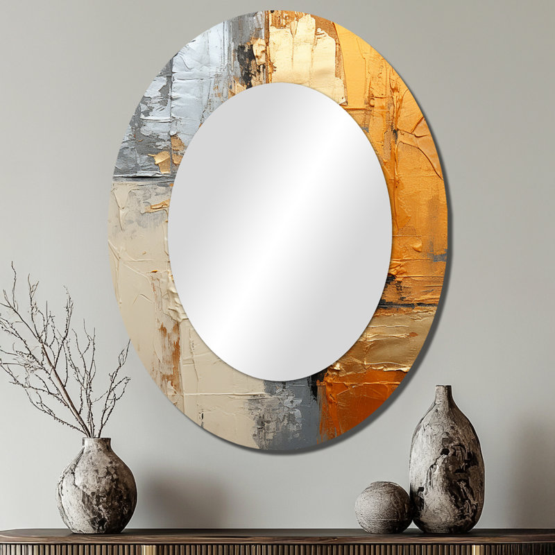 Miroir mural ovale sur métal doré, 40 po x 30 po