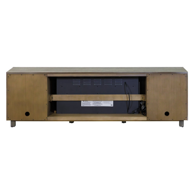 Oloughlin Fireplace Console, Entertainment Storage, TV Stand, Fully Assembled, Light Gray, 24.75" H x 80" W x 15" D