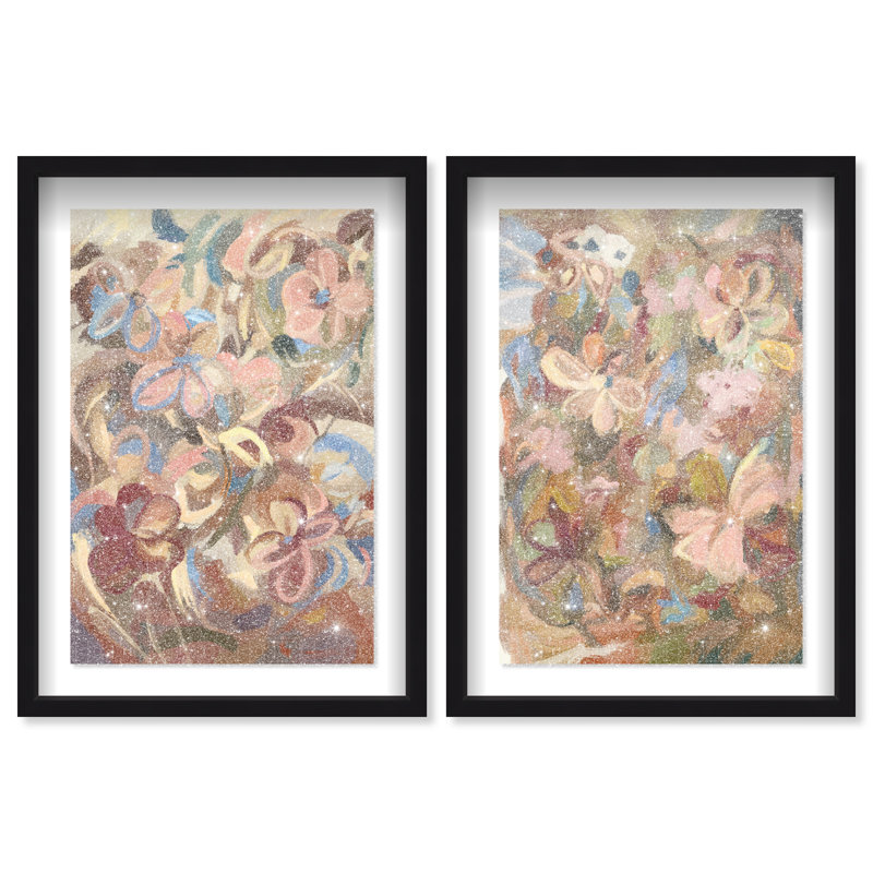 Moving Eden Set Shadowbox Abstract Print by Oliver Gal, Black Frame, 10 x 15, 51"H x 35"W, Black Shadowbox