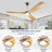 52''  Natual Wood Colour 3-Blade Ceiling Fan with LED Lights with Remote App Control Silver  Fan Body-88202010-88202008