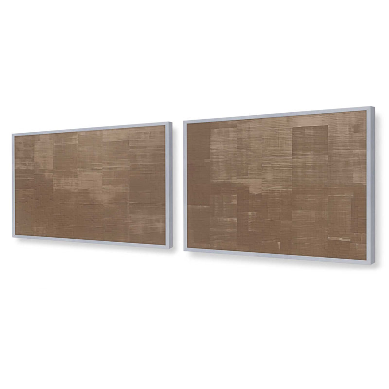 Ensemble de 2 estampes Sienna, H 19,25 po x l 50,5 po, Chrome poli