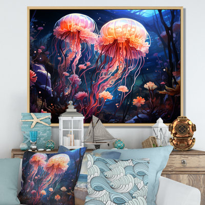 «Blue and Pink Jellyfish Dance II», reproduction sur toile