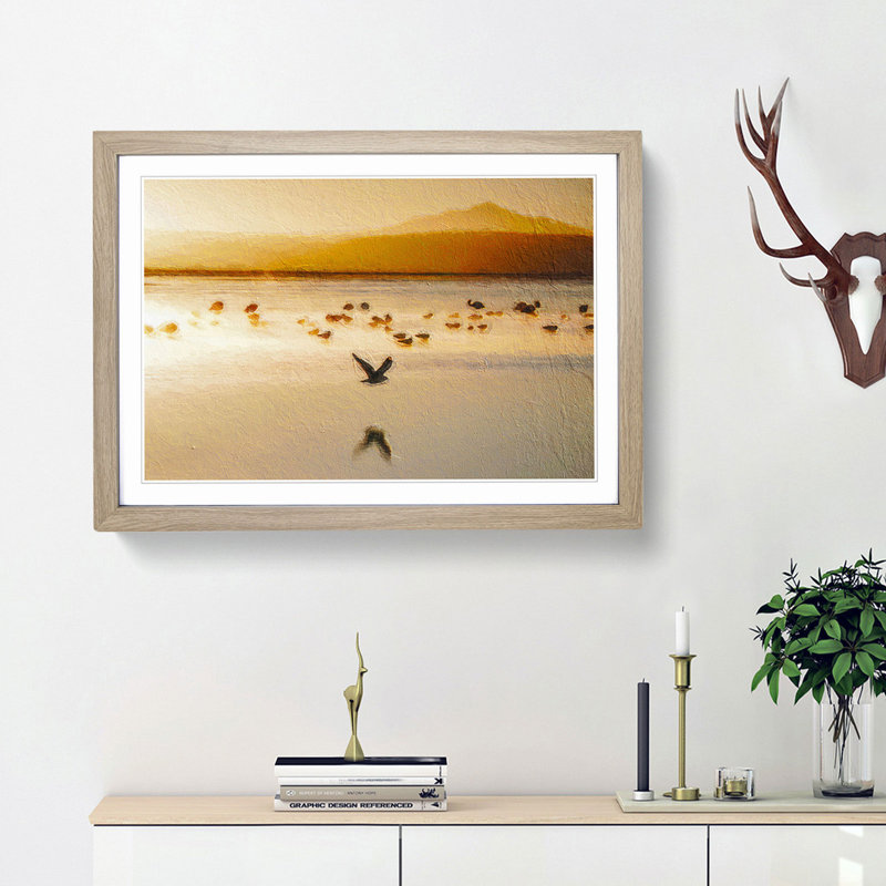 Birds on the Beach - Framed Print, Oak Framed, 27cm H x 36cm W x 2cm D