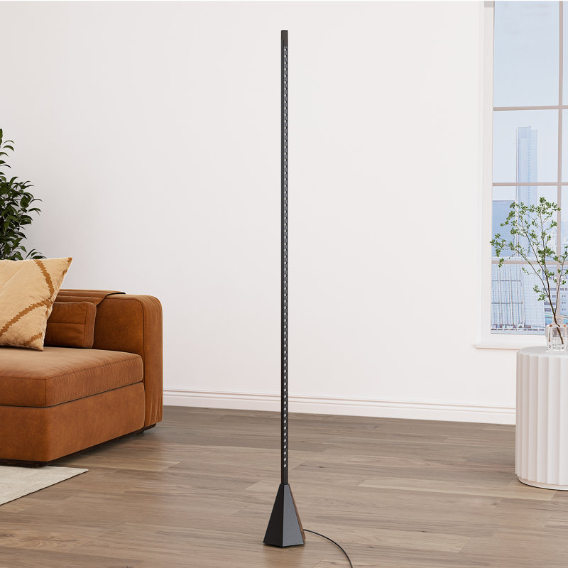 Led Floor Lamp With Wave Sensor And Remote Control, Black