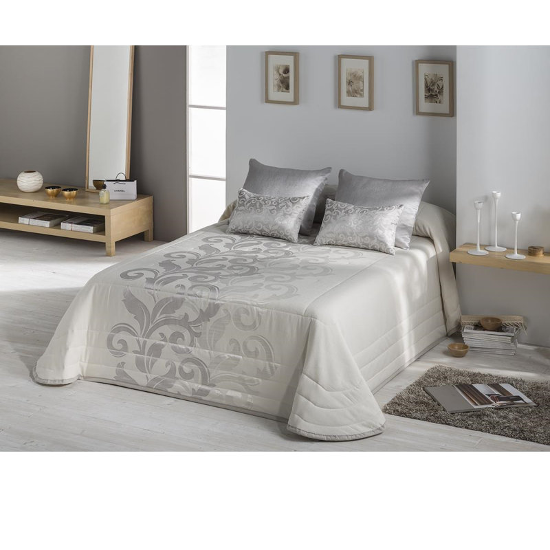 Harlee Cotton Blend, Polyester Floral Bedspread, Gold, 270 x 270 cm
