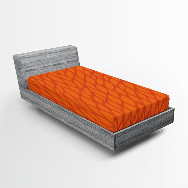 Ensemble de 2 draps-housses Ambesonne, Drap-housse de taille simple, Orange Burnt Orange Abstract