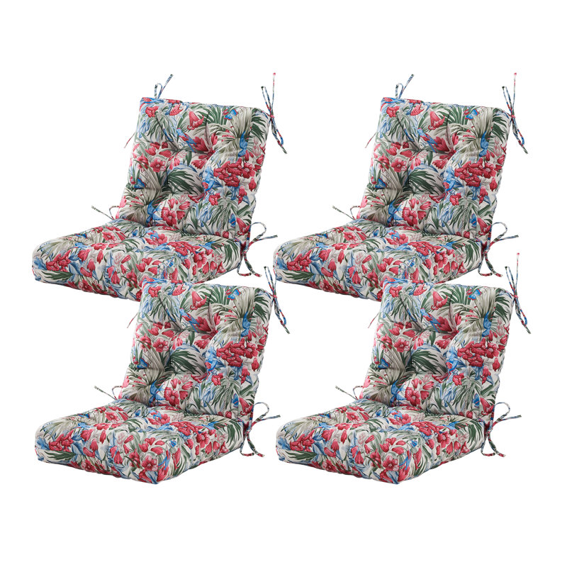 Outdoor 4'' Seat / Back Cushion, Red Floral