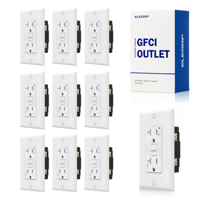 GFCI Outlet Self-Test, 20 Amp 125V Weather Resistant Duplex Wall Outlet, With Glossy Wall Plate, UL Listed, 10PC